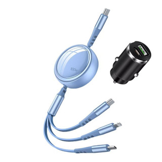 شارژر فندکی 100 وات مدل ML-1001 + کابل شارژر تایپ سی سه کاره ماشین مدل ML-1001 ، گارانتی دار